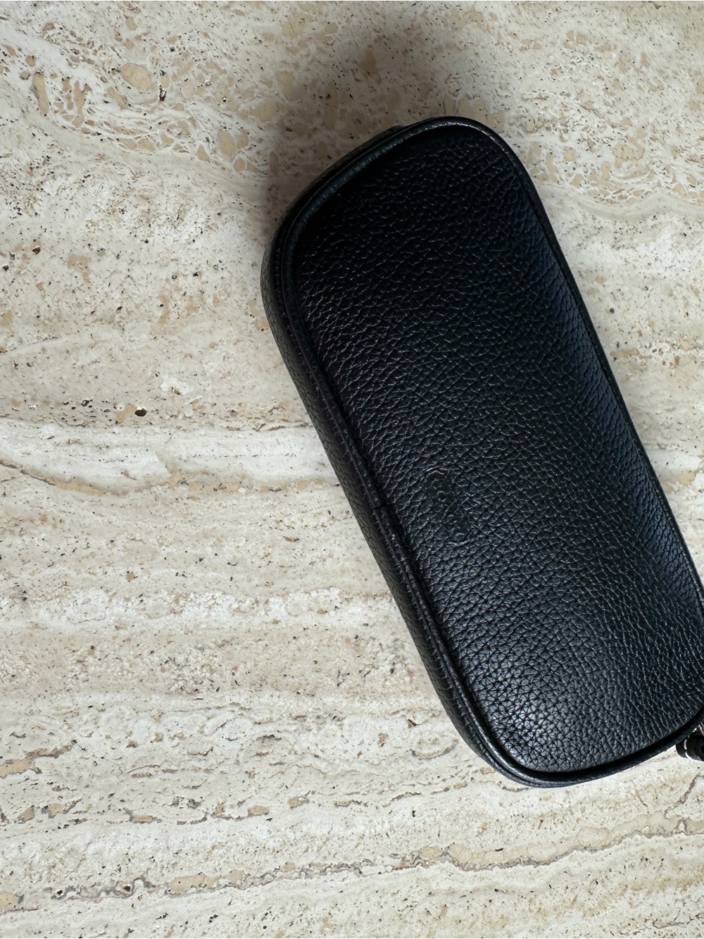 Coach Black Pebbled Leather Zip Eyewear Pouch